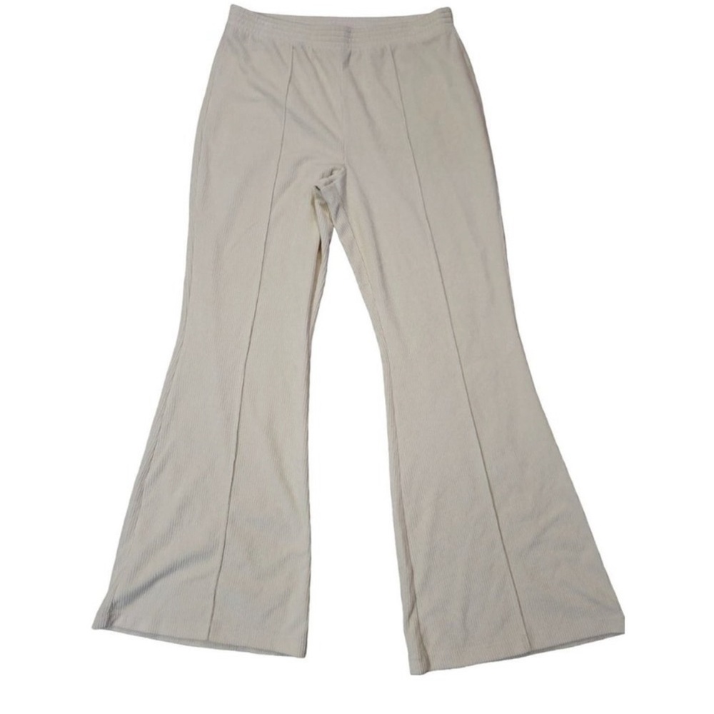 Aerie American Eagle Neutral Ribbed Pull on Wide Leg Flare Lounge Pants XL Long